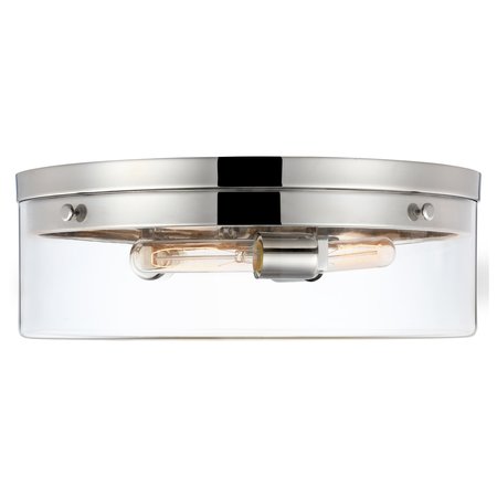 Nuvo Intersection Large Flush Mount - Polished Nickel with Clear Glass 60/7638